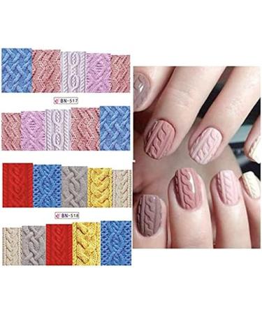 12Pcs/Set Beauty Sweater Cloth Pattern Sticker Water Transfer Nail Art Stickers Nails Decals Colorful Labels - Buy Online on GoSupps.com