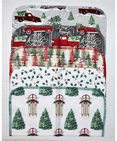 1 Ply Printed Cotton Flannel 12x12 Inches Paperless Towel Set of 5 Holiday Joy - Buy Online on GoSupps.com
