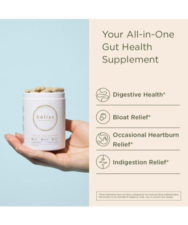 HOLISS Daily Gut Health Capsules 8-in-1 All Natural Supplement, Lemon Balm, Bloat & Gas Relief, GI Lining Repair, Leaky Gut & Digestive Support 60 Capsules - Buy Online on GoSupps.com