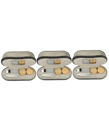 Amosfun 3 sentences glasses case with double usage purpose double-sided glasses case contact glasses case 2 in 1 travel kit glasses case made of PU leather suitcase kit metal travel outside box