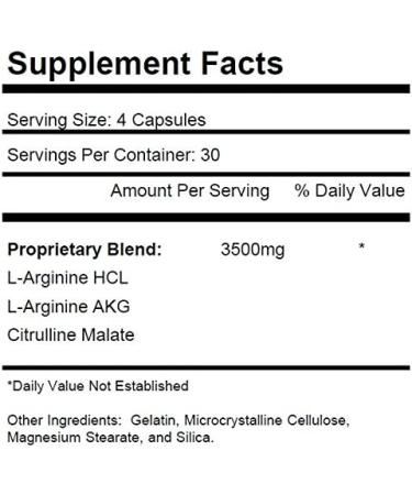 Nitric Oxide Complex 3500mg | L-Arginine HCL, AAKG, AKG, Citrulline Malate | 120 Capsules by KRK Supplements - Buy Online on GoSupps.com