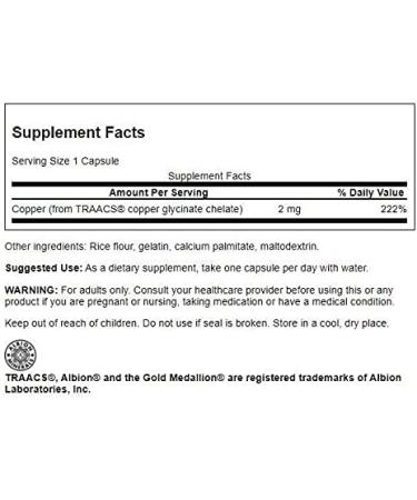 Swanson Albion Chelated Copper 2mg 60 Capsules (2 Pack) - Essential Mineral Supplement - Buy Online on GoSupps.com