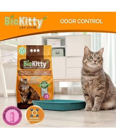BioKitty Clumping Cat Litter Highly Absorbent Natural Mineral Bentonite Cat Sand Litter Scented Long Lasting Odour Control Cat Litter Cat Litter Clumping 10L (Baby Powder) Baby Powder Pack 1 - Buy Online on GoSupps.com