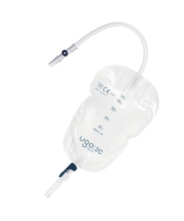 Ugo Leg Bags (x10) Urine Drainage Bags/Catheter Leg Bags T Tap or Lever Tap with Soft Fabric Backing and a Natural Leg-Shape Design Leg Bag for Men and Women (2C - 500ml Long Tube Lever Tap)