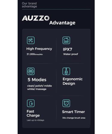 AUZZO Sonic Electric Toothbrush for Adults 6 Modes USB Rechargeable International Shipping Available - Buy Online on GoSupps.com