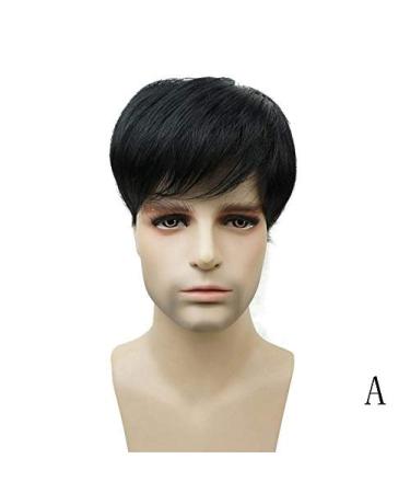 BGHJUE Mens Wig Male Hair short Straight Men s Wigs Natural Heat Resistant Hairstyle Hair Wig+Wig Cap Brown Black