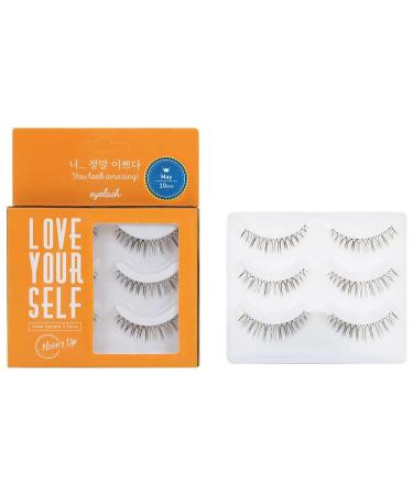 NOON S UP LOVE YOURSELF False Eyelash 3 Pairs Glue is not included!! Eyelash Fake Eyelash Eye Lashes Eyebrow growth Dramatic Lashes Lashes with Glue (MAY)