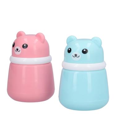 Bo te Houppettes en Forme D'ours de Dessin anim pour le Stockage de Poudre Corporelle R cipient de Poudre de 2 Pi ces Facile Utiliser la Maison Plastique + Mat riau ponge (Bo te 1 unit (Lot de 1)