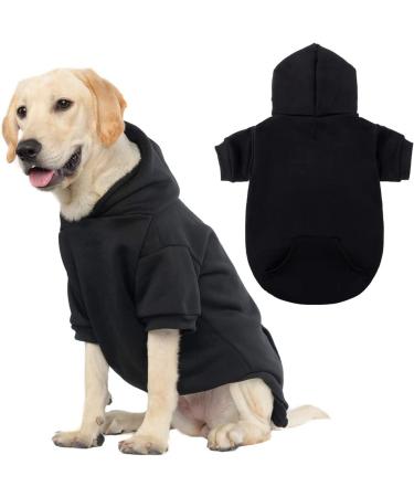 KOOLTAIL Basic Dog Hoodie - Soft and Warm Dog Hoodie Sweater with Leash Hole and Pocket Dog Winter Coat Cold Weather Clothes for XS-XXL Dogs Large (Pack of 1) Black