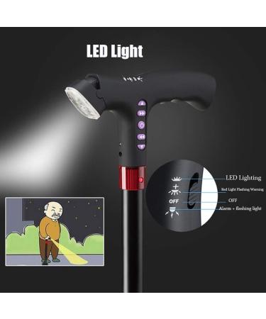 Walking Sticks with LED Lightand Alarm with 3 Non-Slip MP3 Crutch for Men and Women Bathing in Sunlight - Buy Online on GoSupps.com