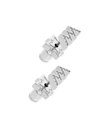 All We Are AWA Logo Pav Stud Earring (Silver Tone/Crystal)