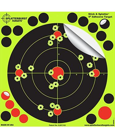 Splatterburst Targets - 8 inch Stick & Splatter Self Adhesive Shooting Targets - Gun - Rifle - Pistol - Airsoft - BB Gun - Pellet Gun - Air Rifle - Made in USA 25 pack