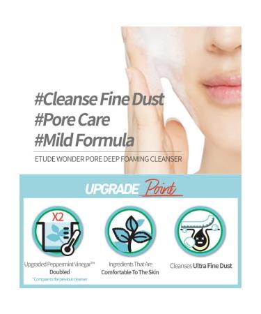 Etude Wonder Pore Cleanser 150g | Kbeauty Deep Foam Cleanser | Balance Sebum, Clean Pores | Ultra Mint Vinegar | Sensitive Skin | 21AD - Buy Online on GoSupps.com