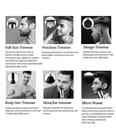 Buy 6 In 1 Waterproof Electric Hair Clippers for Men - Professional USB Rechargeable Hair Cutter & Beard Trimmer - Black - Buy Online on GoSupps.com