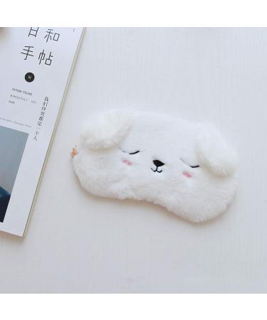 Zeiwohndc Plush White Dog Sleep Mask - Cute Cartoon Animal Design | Satin Lined Blindfold for Home & Travel - Buy Online on GoSupps.com
