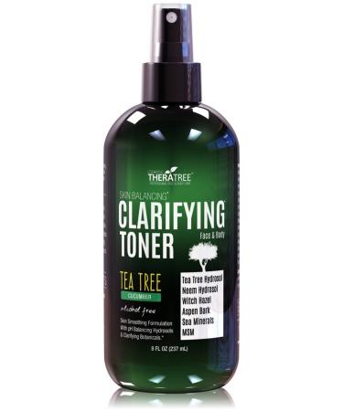 Clarifying Toner with MSM  Tea Tree & Neem Hydrosol  Complexion Control for Face & Body   Helps Reduce Appearance of Pore Size  Controls Oil to Tone  Balance & Hydrate Skin - 8 oz
