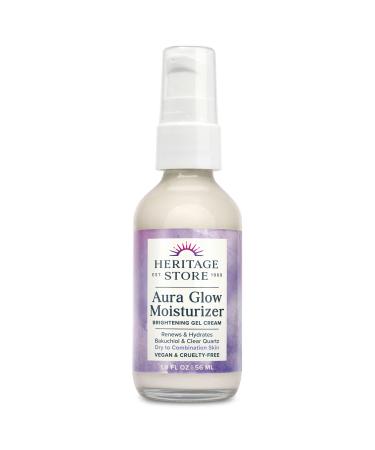 Heritage Store Aura Glow Facial Moisturizer Brightening Gel Cream Dry Combination Skin Care Hypoallergenic Renews & Firms Skin s Appearance Adds Radiance w/Bakuchiol & Clear Quartz Vegan 1.9oz