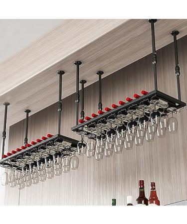 Hanging Wine Bottle Holder Adjustable Metal Wine Holder Cabinet Black/Gold 60cm-200cm Solid and Stable High Load-Bearing Capacity (Black 80CMX30CM)