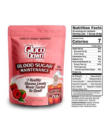 GLUCODOWN Raspberry Tea Mix - Supports Healthy Blood Sugar Levels, Diabetic Friendly - 45 Servings - Buy Online on GoSupps.com