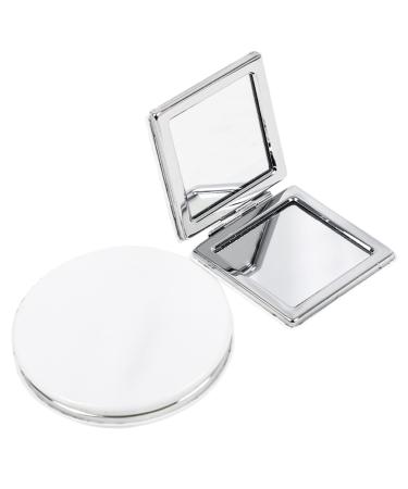 GZTFPQ Double-Sided Folding Travel Makeup Mirror  Classical Cartoon PU Leather with 1X/2X Magnifying Makeup Mirror  Foldable and Lightweight Perfect for Purse  Pocket White