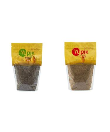 Yupik Organic Black Chia Seeds Non-GMO Vegan Gluten-Free 1Kg & Ground Flax Seed Meal (Powder) 1Kg 1000 g (Pack of 1) Black Chia Seeds+ Ground Flax Seed