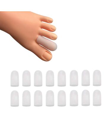 16 Pieces Gel Toe Caps  Silicone Toe Protector Toe Covers  Gel Toe Cushion to Protect Toe from Rubbing  Ingrown Toenails  Corns  Blisters  Hammer Toes and Other Painful Toe Problems (White)