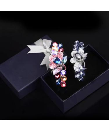 Elegant Crystal Rhinestone French Flower Hair Clips for Women - 5 PCS Set in 2 Sizes (Multicolor) | Stylish Hair Accessories for Women Girls - Buy Online on GoSupps.com