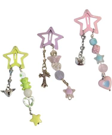xbiez Y2K Beads Pendant Star Shape Hair Clip Summer Hair Clip for Woman Girls Taking Photo Bangs Hair Barrettes Anti-slip Pink - Buy Online on GoSupps.com