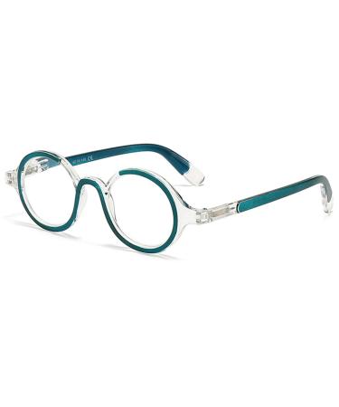 Lanomi round reading glasses women men blue light filter cool readers comfortable reading aid visual aid stylish anti blue light computer glasses with spring hinges green 3.0 x