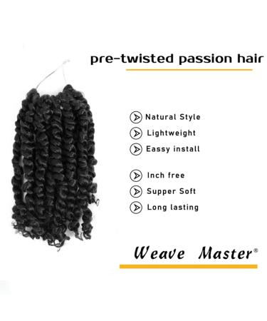 10 Inch Pre-twisted Passion Twist Hair 7 Pack - Short Passion Braids Crochet Hair 1B# - Weave Master - Pre-looped - Pack of 7 - Buy Online on GoSupps.com