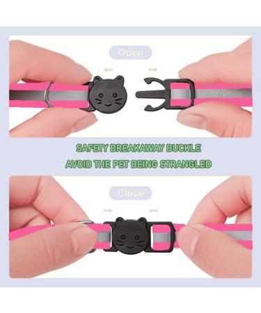 HepplLy 2-Pack Cat Collars - Quick Release Reflective Kitten Collar with Bell (Dark Pink) | International Shipping Available - Buy Online on GoSupps.com