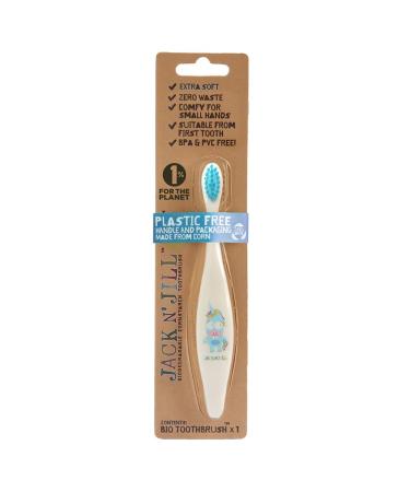 Jack N' Jill Kids Plastic Free Bio Toothbrush Zero Waste Nylon Bristles Which are Soft on The Gums Ergonomic Handles for Little Hands Suitable from First Tooth - Unicorn