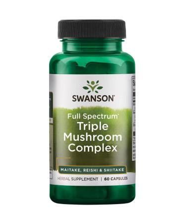 Swanson Full Spectrum Triple Mushroom Complex Maitake Reishi Shiitake 60 Capsules Soy Free Gluten Free Non-GMO