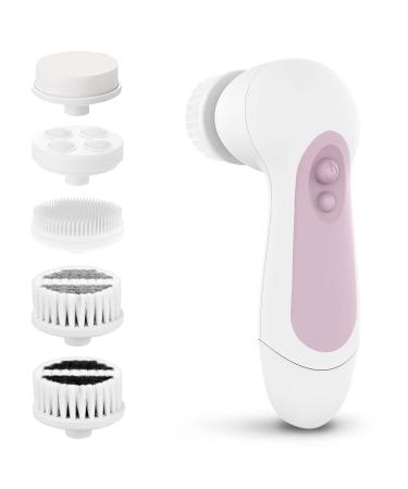 Waterproof Facial Cleansing Spin Brush Set with 5 Exfoliating Brush Heads - Electric Face Scrubber Cleanser Brush by CLSEVXY - Face Brush for Gentle Exfoliation and Deep Scrubbing Blush