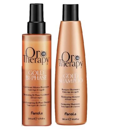 FANOLA Gold Therapy Kit: Illuminating Shampoo 300ml + Brightening Biphasic Conditioner 200ml