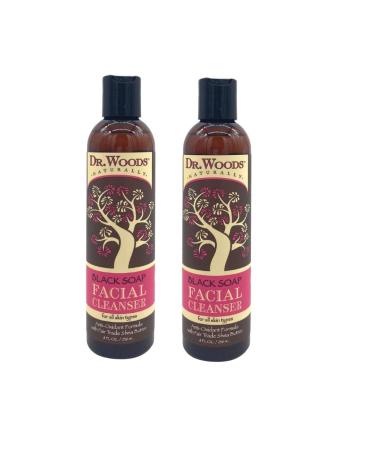 Dr. Woods Black Soap Liquid Facial Cleanser with Organic Shea Butter 8 Ounce (Pack of 2)