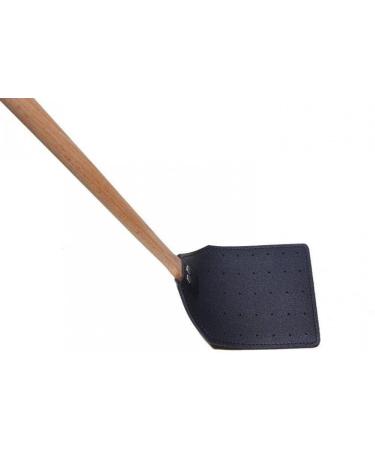 Home Fly Swatter Wood Handle Punched Leather Flyswatter Manual Insect Mosquito Wasp Pest Control Fly Zapper Racket for Indoor Black - Buy Online on GoSupps.com