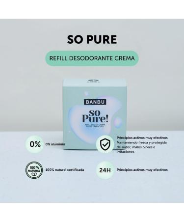  BANBU Banbu So Pure Coconut Flower and Cotton Deodorant Cream 50ml Certified Natural Vegan & Cruelty Free - Buy Online on GoSupps.com