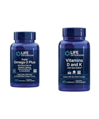 Life Extension Super Omega-3 Plus EPA/DHA Fish Oil Sesame Lignans & Vitamins D and K with Sea-Iodine Vitamin D3