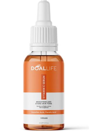  DOALLIFE Vitamin C facial serum (20%) - brightening skin tone balancing anti-blemish reduces wrinkles contains ferulic acid and a high dose of vitamin C. - Buy Online on GoSupps.com