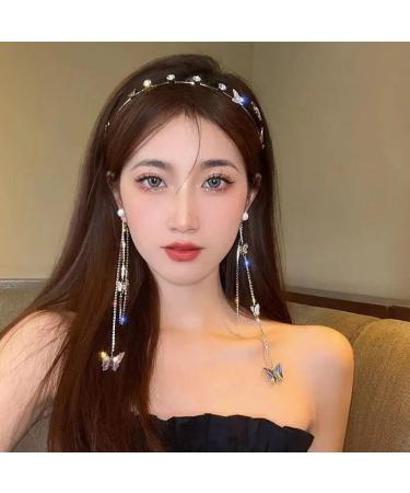 BSLVWG Wedding Butterfly Headband Head Chain Silver Tassel Hair Hoop Band Hair Vine Vintage Decorative Headwear Headpieces Hair Accessories for Women and Girls Headdress (01) (01) - Buy Online on GoSupps.com