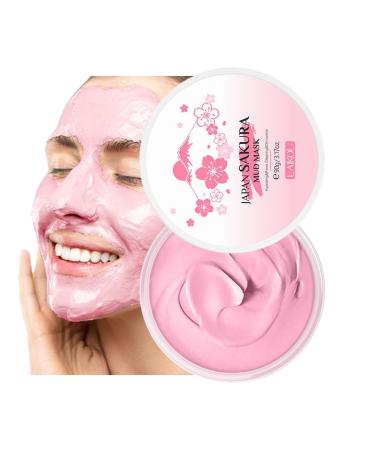 AKARY Sakura Clay Facial Mud Mask Deep Cleanse Natural Skin Care Mask for Pore Cleansing Oil Control Reduce Acne Skin Moisturizing Smoothes Fine Lines Pore Minimizer Laikou-Facial Sakur Mud Mask