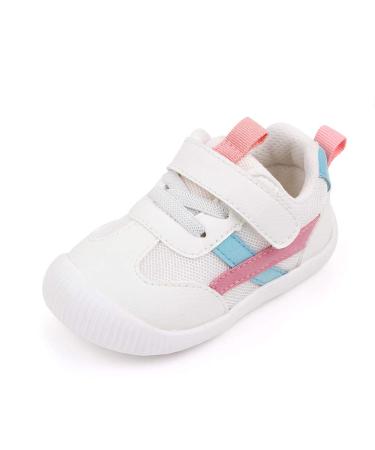 MK MATT KEELY Baby Boys Girls First Walking Shoes Toddler Anti-Slip Soft PU Leather Prewalker Sneakers 4 UK Child Pink