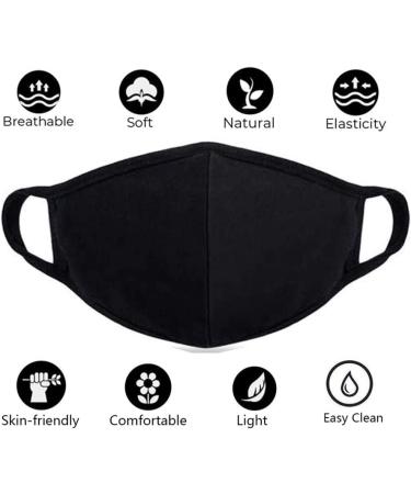Organic Cotton Face Cover 8 Pack - Washable & Reusable Black Travel Mask with Nose Bridge Wire - Soft Cloth Masks for Men & Women - Ideal for Outdoor Use - Buy Online on GoSupps.com