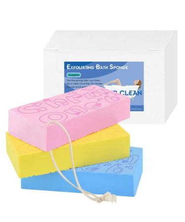 3PCS Exfoliating Bath Sponge  Asian Bath Sponge for Shower  Moisturizer and Exfoliator Body Sponge  Spa Cellulite Massager Dead Skin Sponge Remover for Body - Buy Online on GoSupps.com