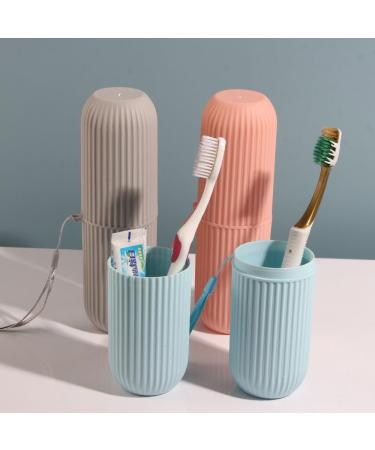 Portable Travel Toothbrush Holder Case | Multifunction Toothbrush Cup for Camping Business Trips & School - Pink - Buy Online on GoSupps.com