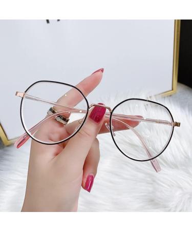 Zhenqi Oval Frame Fashion Glasses for Ladies - Ultra Echo Anti-Glare Blue Light Blocking Gaming & Reading Specs in Gold - Buy Online on GoSupps.com