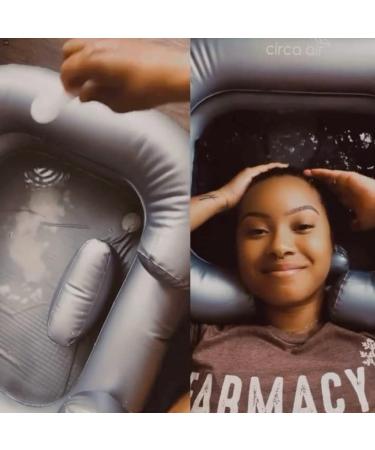 Portable Inflatable Sink for Locs - Hair Washing Basin for Bedridden, Elderly, Kids - Comfortable Loc Detox Tub with Pillow - Silver - Buy Online on GoSupps.com