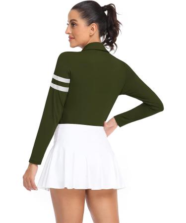 Soneven Women's Collared V Neck Long Sleeve Polo Shirt | Moisture Wicking Golf T-Shirt | Slim Fit for Casual Work | X-Large Green - Buy Online on GoSupps.com