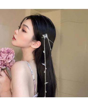 Boho Silver Flower Head Chain for Women and Girls - Floral Bridal Headpiece and Hair Accessories - Buy Online on GoSupps.com